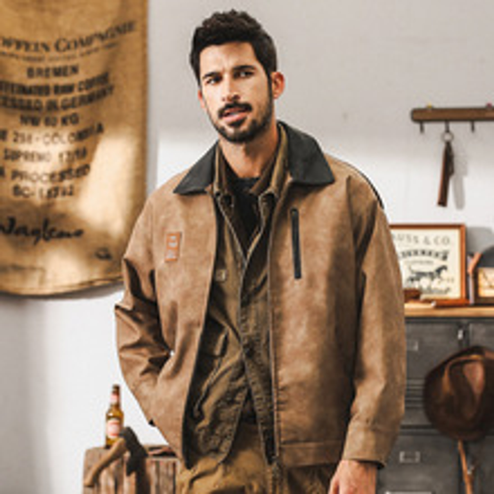 Американская ретро-мотоциклетная кожаная куртка мужской осенний и зимний тренд крутой парень охотничий тренд