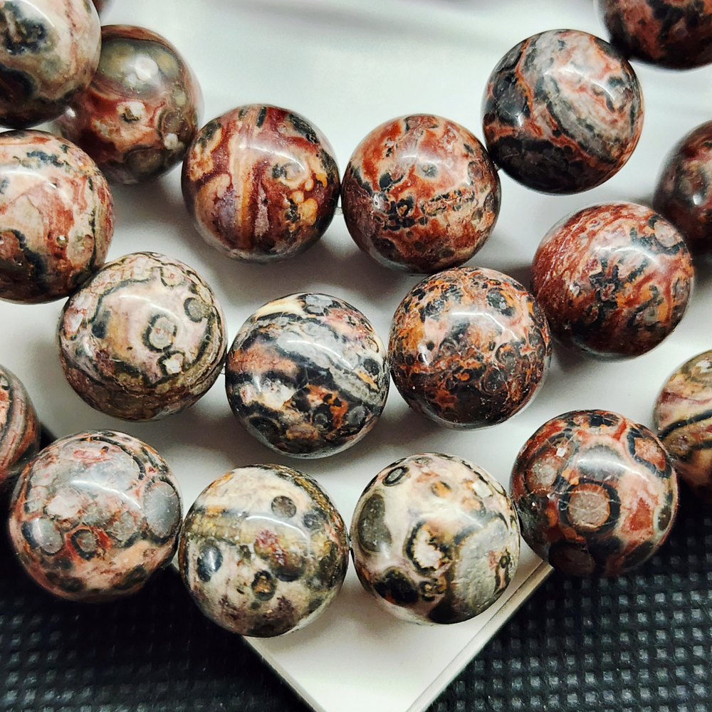 Риолит (леопардовая яшма), красочные бусины шар 12.5мм