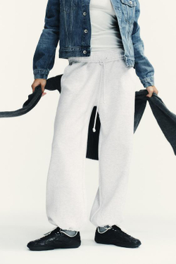 ZARA БАЗОВЫЕ ПРЯМЫЕ БРЮКИ ИЗ МЯГКОЙ ТКАНИ, СЕРЫЙ МЕЛАНЖ