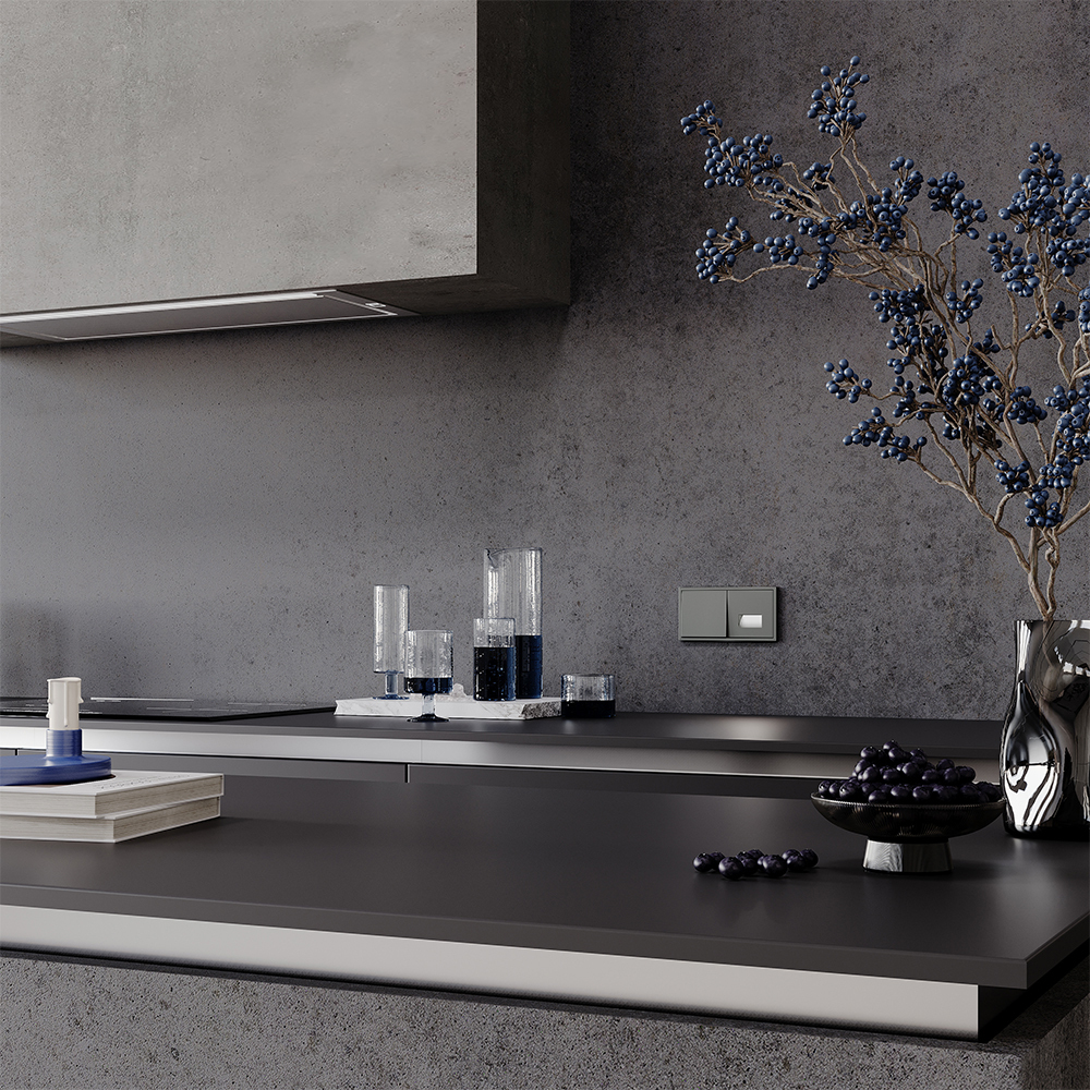 Выключатель встраиваемый VOLTUM S70 одноклавишный 10А, (титан)