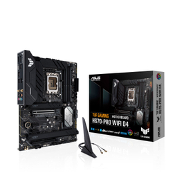 Материнская плата ASUS TUF GAMING H670-PRO WIFI D4 Socket 1700, Intel H670, 4xDDR4, PCI-E 5.0, 2500 Мбит/с, Wi-Fi, Bluetooth, 4xUSB 3.2 Gen1, 2xUSB 3.2 Gen2, USB 3.2 Gen2x2 Type-C, HDMI, DisplayPort, подсветка, ATX