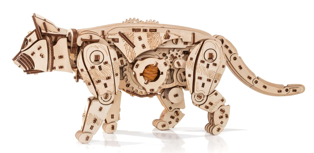 Сборная модель деревянная, конструктор 3D EWA Механический Кот (Кошка)