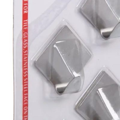 Крючки в наборе 4шт из нержавеющей стали на липкой основе «БАСТОФ», форма ромб, нагрузка 2кг/3см