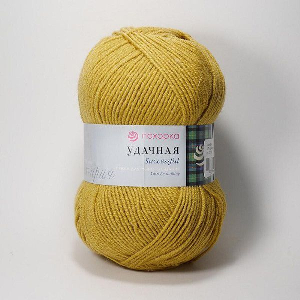 Пряжа Пехорка "Удачная" 50% шерсть, 50% акрил 5х100г/250м 447 Горчица
