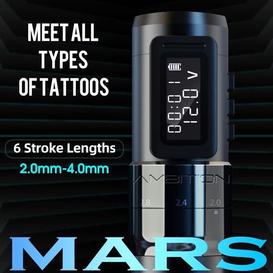 AMBITION MARS | Пен с регулируемым ходом | Adjustable Stroke Wireless Tattoo Machine