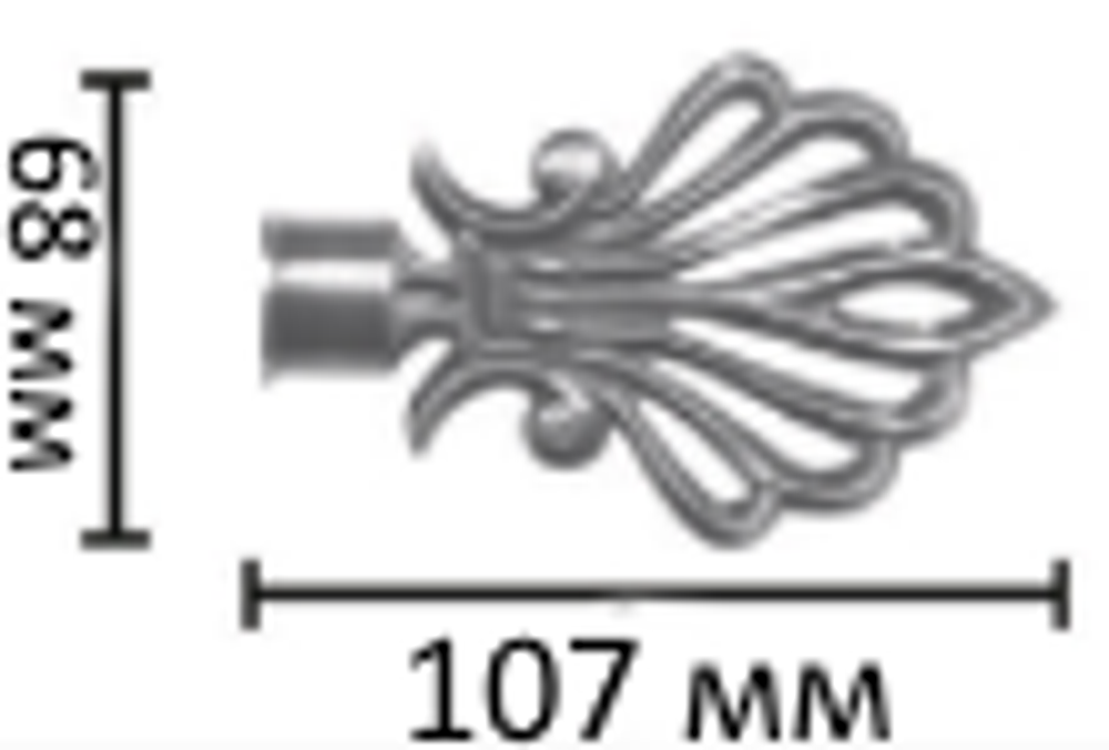 Карниз металлический рифленый Пальма Ост двухрядный d16 мм, второй ряд профиль Симпл, цвет черный