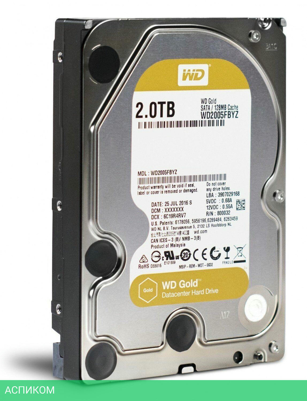 Жесткий диск WD Gold 2TB (WD2005FBYZ)