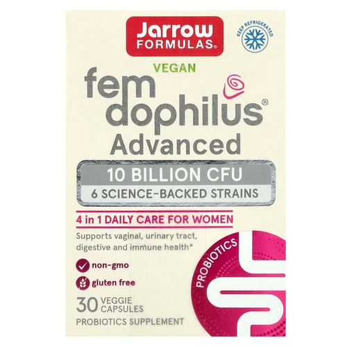 Jarrow Formulas, Vegan Fem Dophilus Advanced, 10 млрд КОЕ (104 мг), 30 растительных капсул