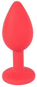 Средняя красная пробка с красным кристаллом ONJOY Silicone Collection (Цвет: красный)