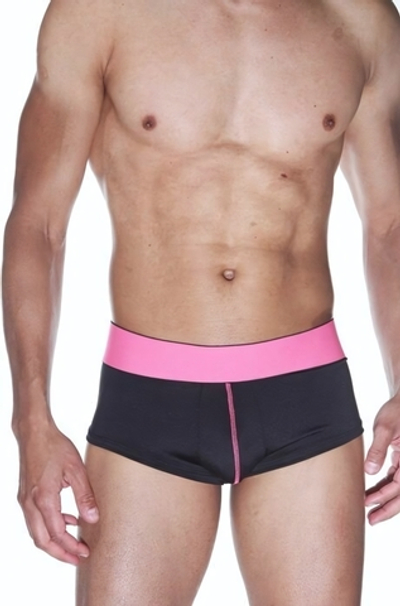 Черные трусы-хипсы на широком розовом поясе (Размер: S-M) (Цвет: черный с розовым)