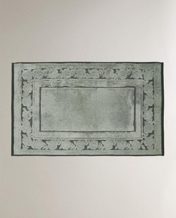ZARA HOME ХЛОПКОВЫЙ КОВРИК ДЛЯ ВАННОЙ С КАЙМОЙ, ЗЕЛЕНЫЙ