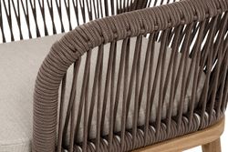 "Лион" стул плетеный из роупа, основание дуб, роуп коричневый круглый, ткань бежевая 15052