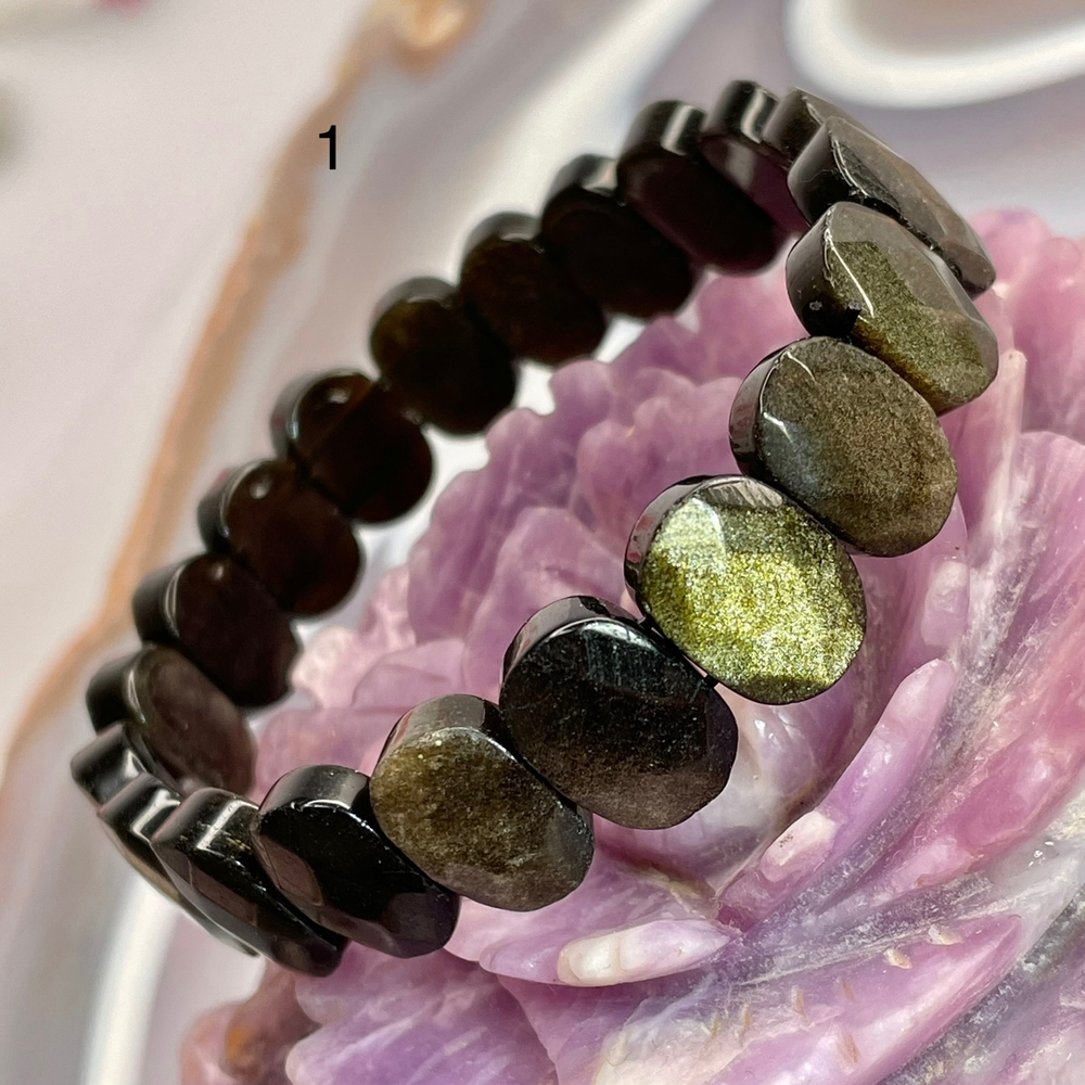 51806  Обсидиан золотистый Браслет сегмент огр. 14*7мм