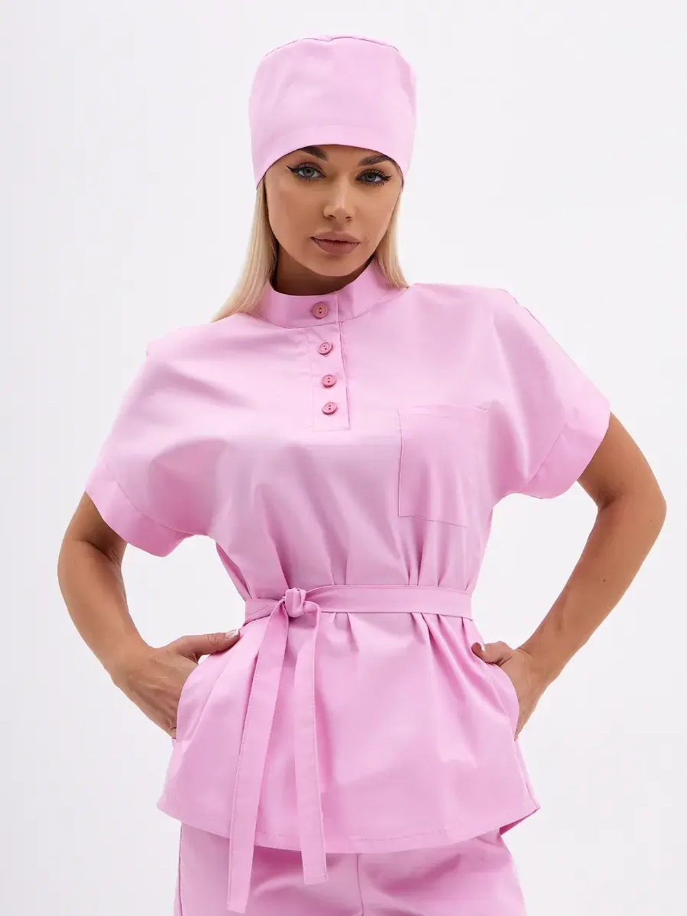 медицинская рубашка блузка для медиков розовая