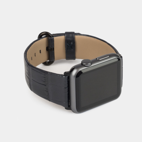 Ремешок для Apple Watch 40/41/42 mm из кожи крокодила, черного цвета