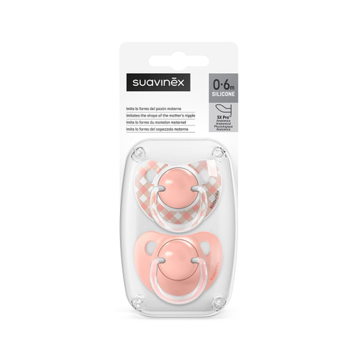 Набор анатомических пустышек Suavinex Wild розовый, 0-6 мес, 2 шт