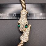 Чокер колье "Змея" золотистый металлический с кристаллами.