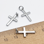 Подвеска Крест, цвет серебро (родий), размер 19*11 мм, цена за 1 шт