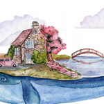 Стикер ВОЛШЕБНЫЙ КИТ французская деревня