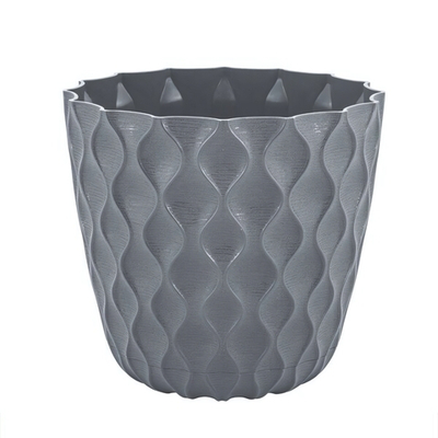 Горшок для цветов InGreen Wave с дренажной сеткой и поддоном 0,65л D115мм, вулканический серый