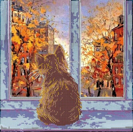 Схема для вышивки бисером на натуральном художественном холсте " Печаль светлая", 300 х 300 мм (Осно