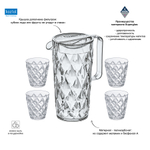 Набор кувшин и стаканы crystal, 1,6 л, 4 шт.