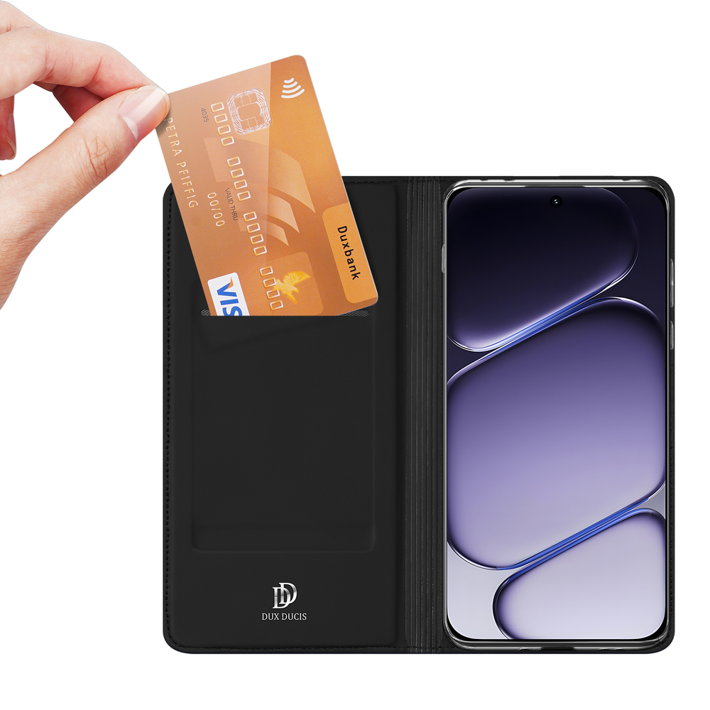 Чехол книжка из кожи черного цвета для OnePlus Nord 6, серия Skin Pro Series от Dux Ducis