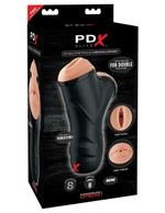Мастурбатор в колбе с двумя тоннелями Double Penetration Vibrating Stroker (Цвет: телесный с черным)