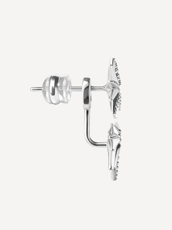 Серьги-джекеты из серебра со вставками из выращенных турмалина параиба и бриллианта