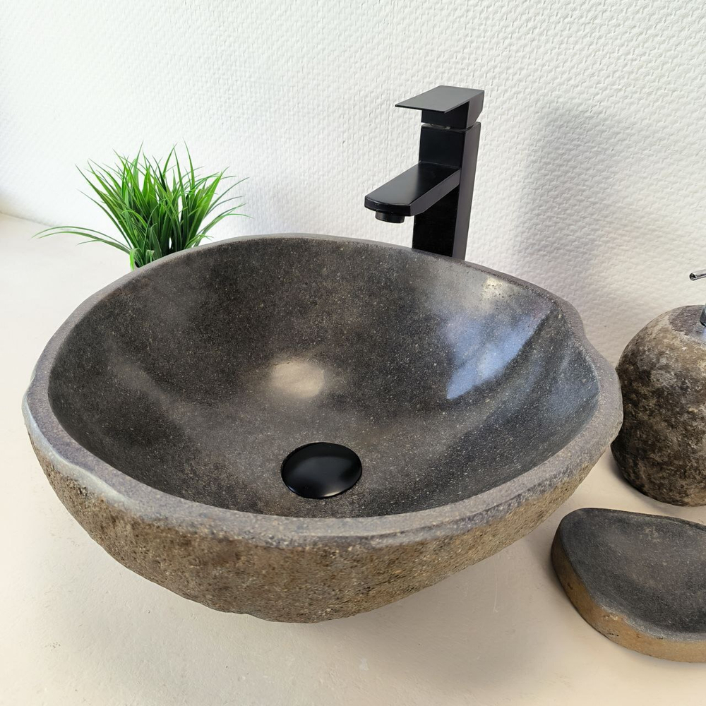 Раковина из речного камня RS-66018 41х40х15 из натурального камня