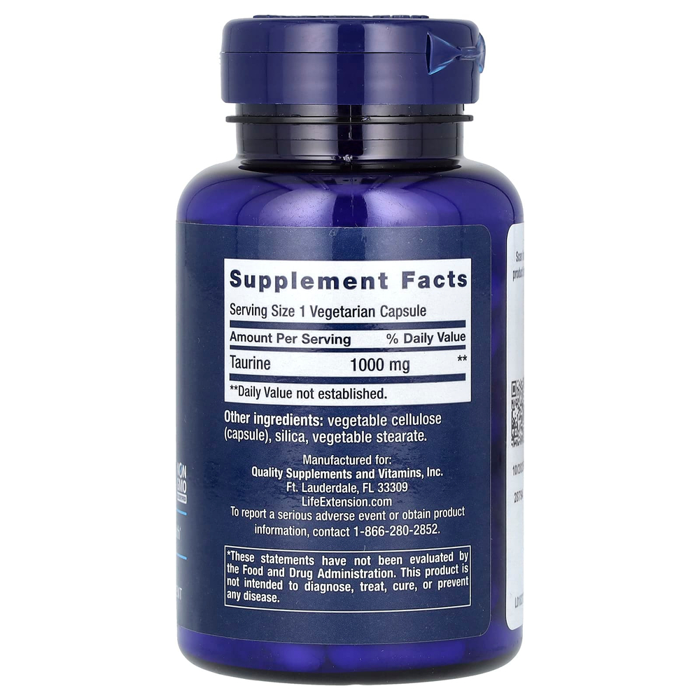 Life Extension, Таурин, 1000 мг, 90 вегетарианских капсул