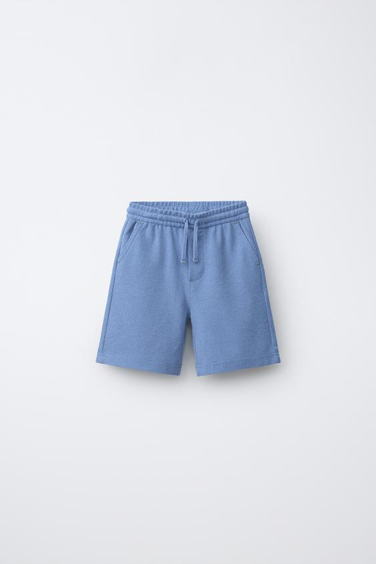 ZARA ШОРТЫ-БЕРМУДЫ В СТИЛЕ РУСТИК, СИНИЙ
