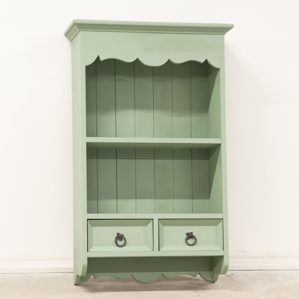 Шкаф навесной Прованс 2 ящика для кухни и ванной из массива сосны, эвкалиптовый