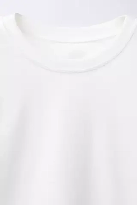 ZARA НАБОР ИЗ ДВУХ ОДНОТОННЫХ ФУТБОЛОК С КОРОТКИМИ РУКАВАМИ, БЕЛЫЙ