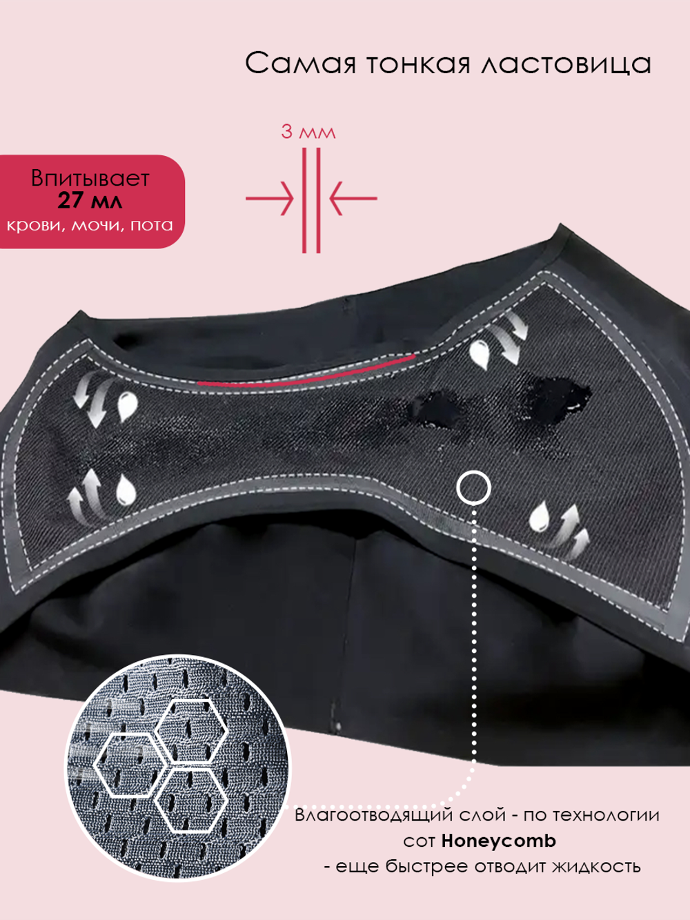 Менструальные трусы-бикини бесшовные