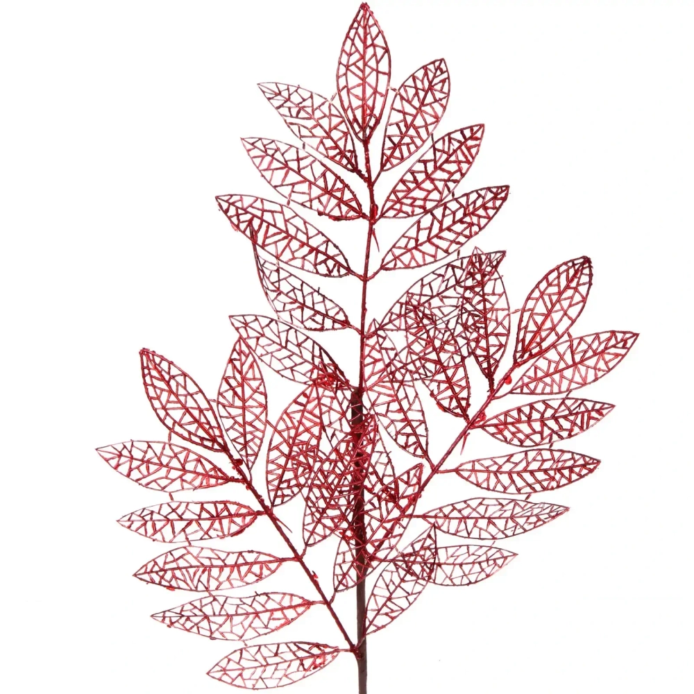Ветка декоративная «Зимние листья» 85 см, Красный