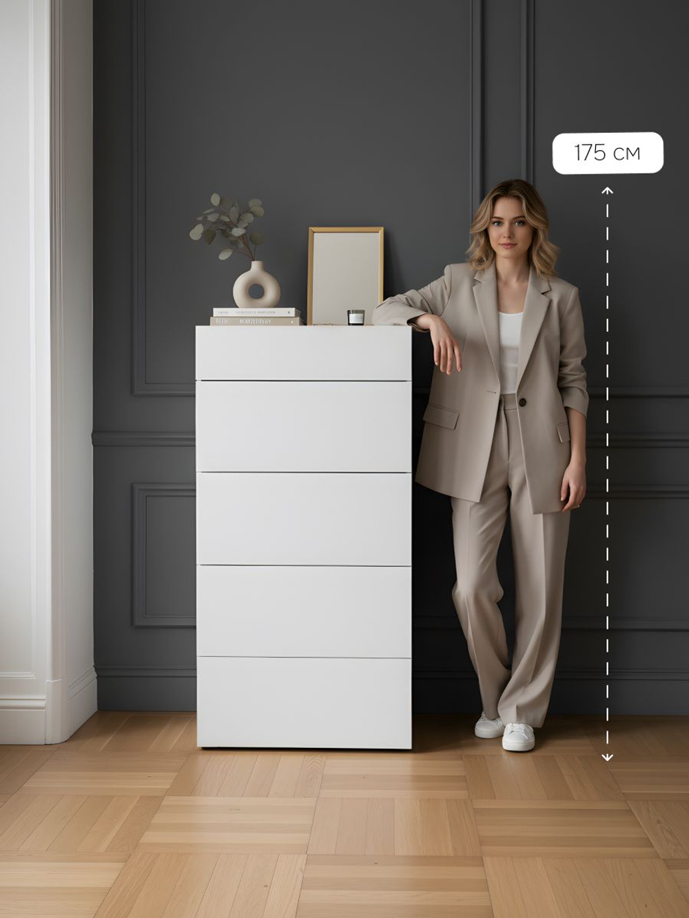 Комод, 59х48.4х122.4, Оланд, с ящиками, для одежды и игрушек, в детскую и прихожую, Dipriz