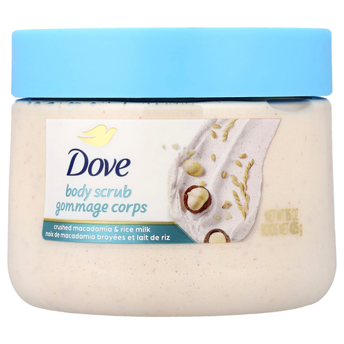 Dove, скраб для тела, измельченная макадамия и рисовое молоко, 425 г (15 унций)