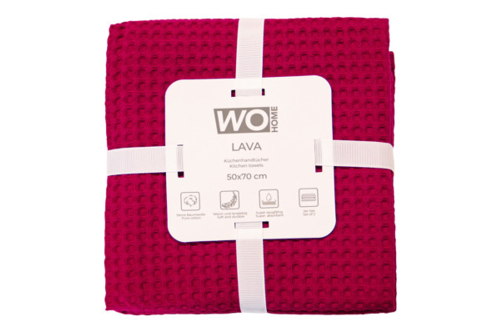 Набор полотенец кухонных 2шт 50х70см Wo Home Lava красный