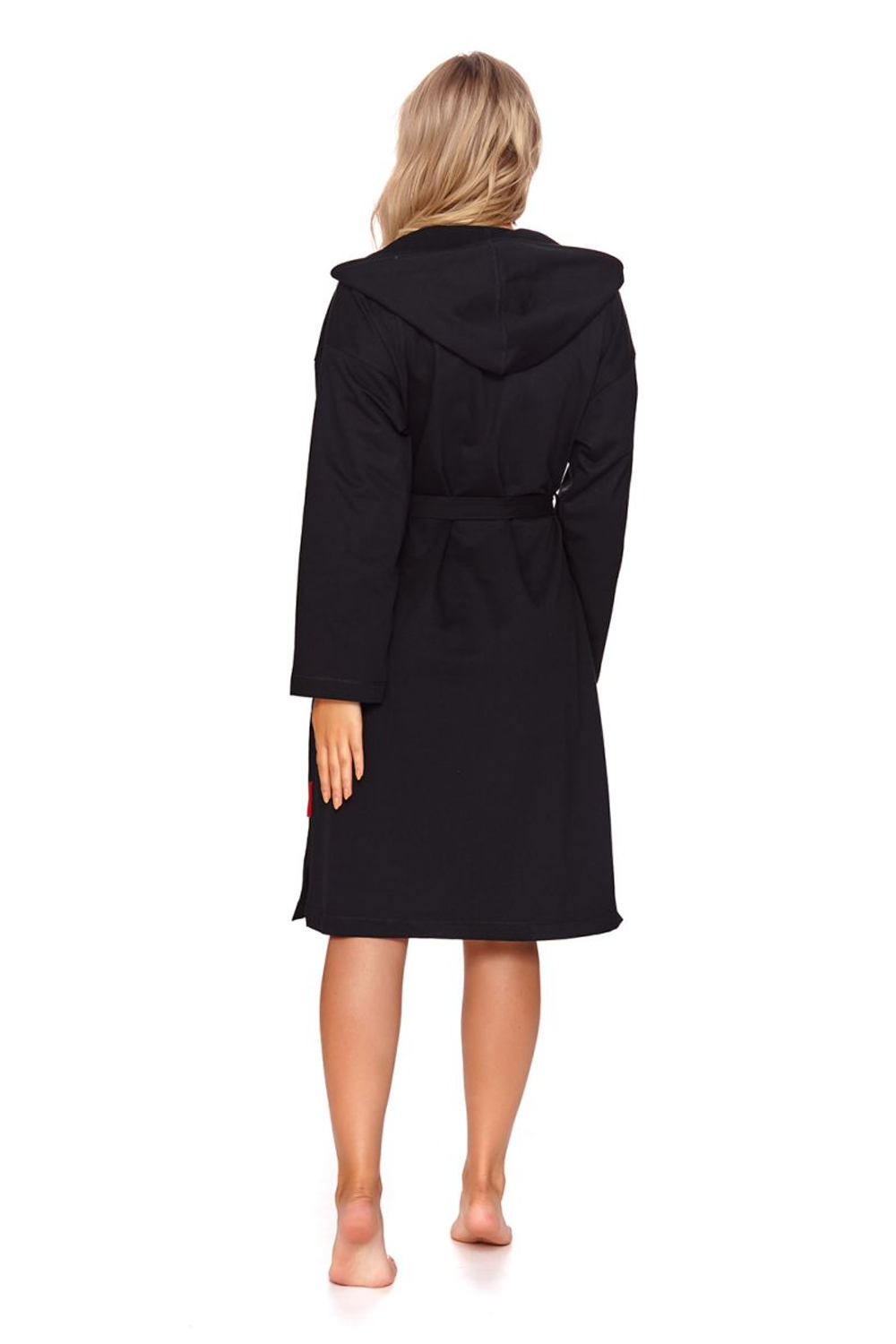 Хлопковый халат со съемным поясом (Размер: XL) (Цвет: черный)