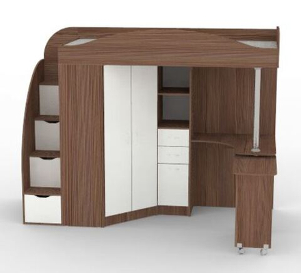 Кровать-чердак КарИВи Юниор 4 Бодего Темный Белый