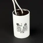 Пусковой конденсатор CBB60 8 мкФ+/-5% 450 цилиндрический, в пластиковом корпусе с гибким кабельным выводом BiCal