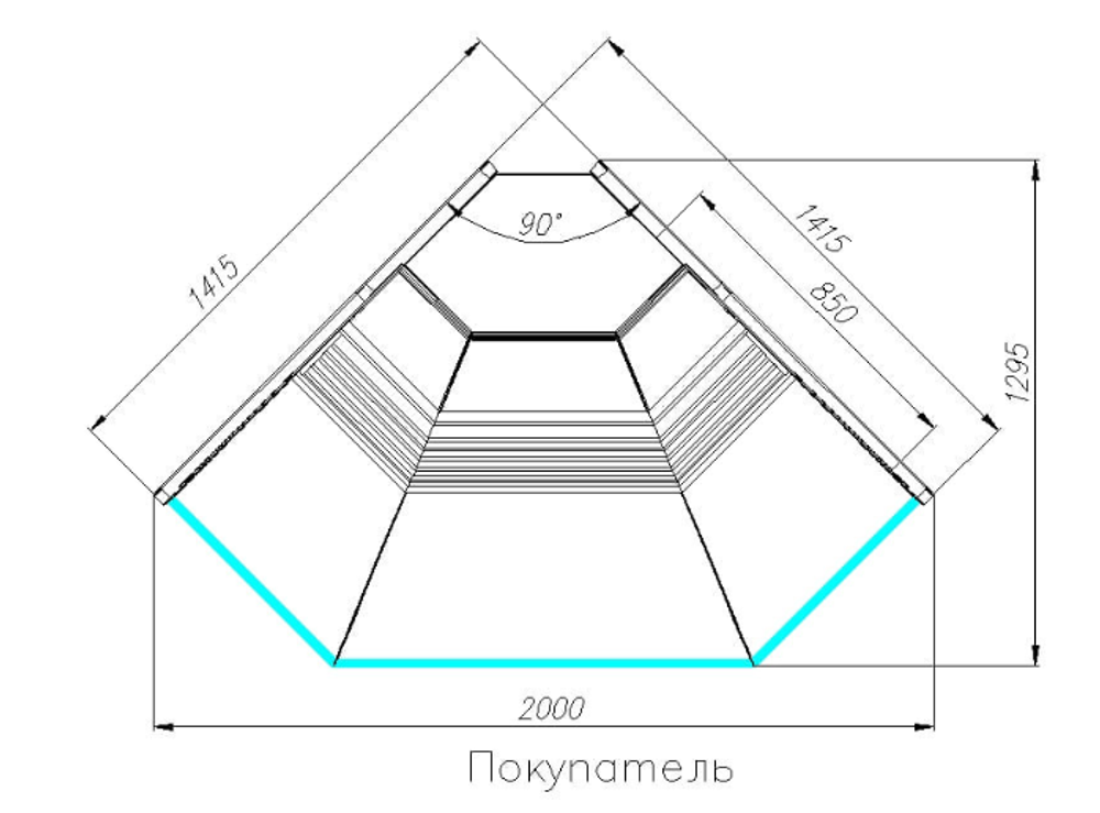 Холодильная витрина CARBOMA ATRIUM G120 VM-5 динамика (внешний угол 90)