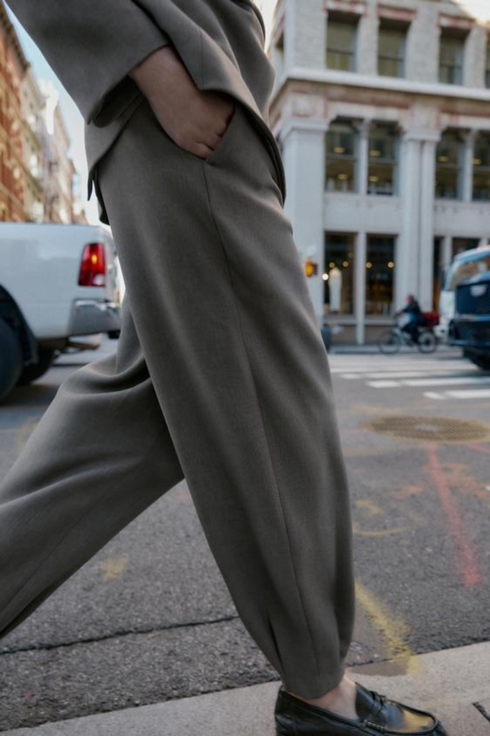 ZARA БРЮКИ-БАГГИ, СЕРО-КОРИЧНЕВЫЙ