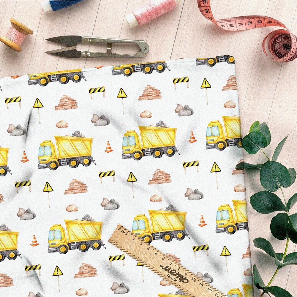 Ткань поплин грузовичок