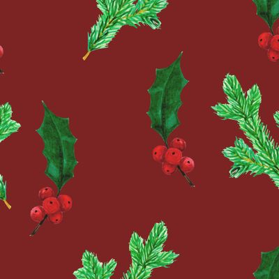 Новогодние ягодки на красном