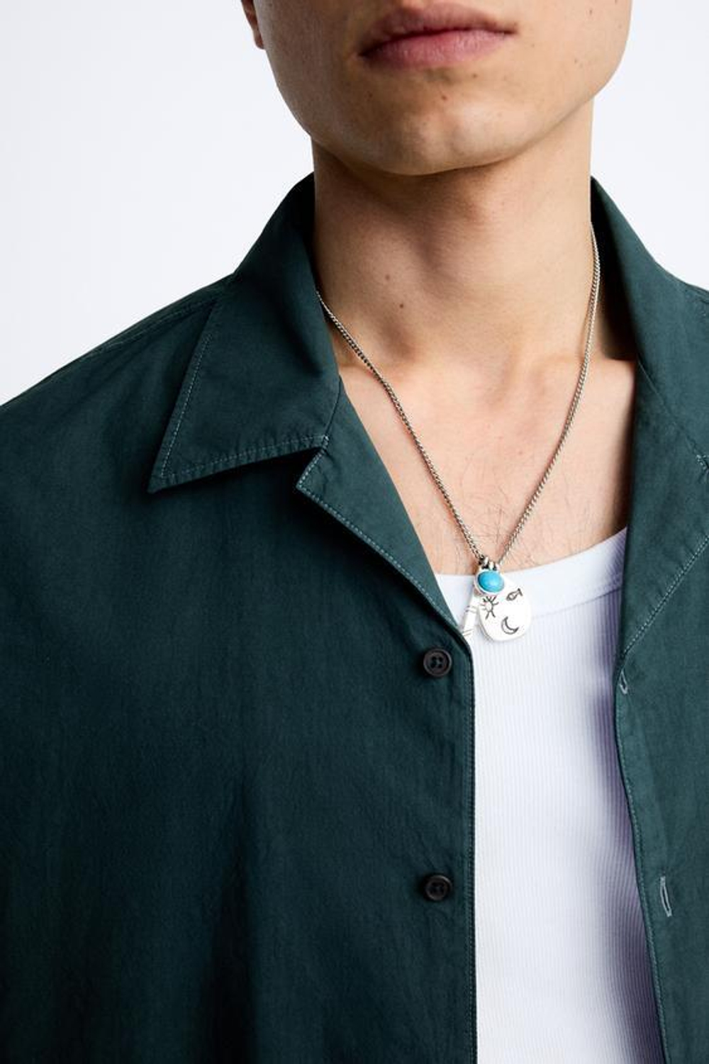 ZARA ЦЕПОЧКА С КОНТРАСТНОЙ ПОДВЕСКОЙ, СЕРЕБРИСТЫЙ