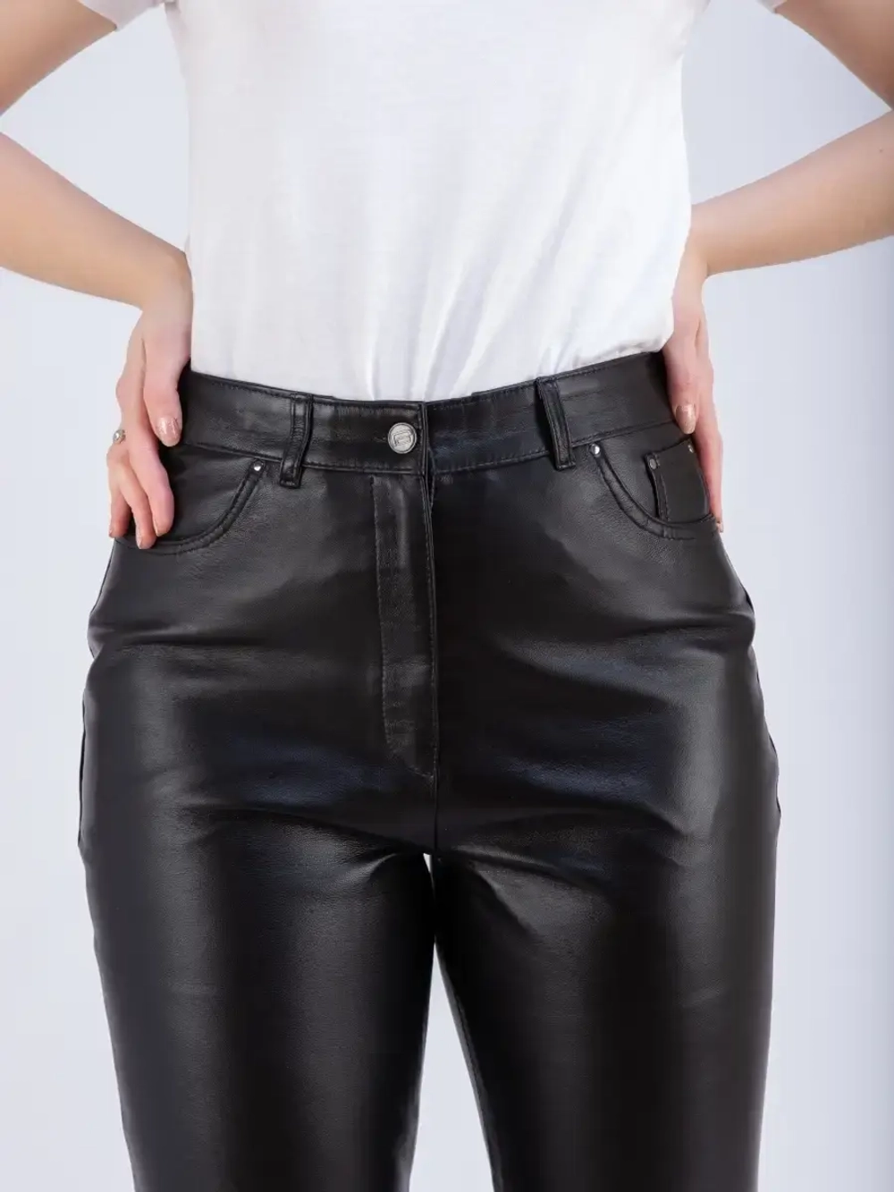 Брюки кожаные женские, джеггинсы женские