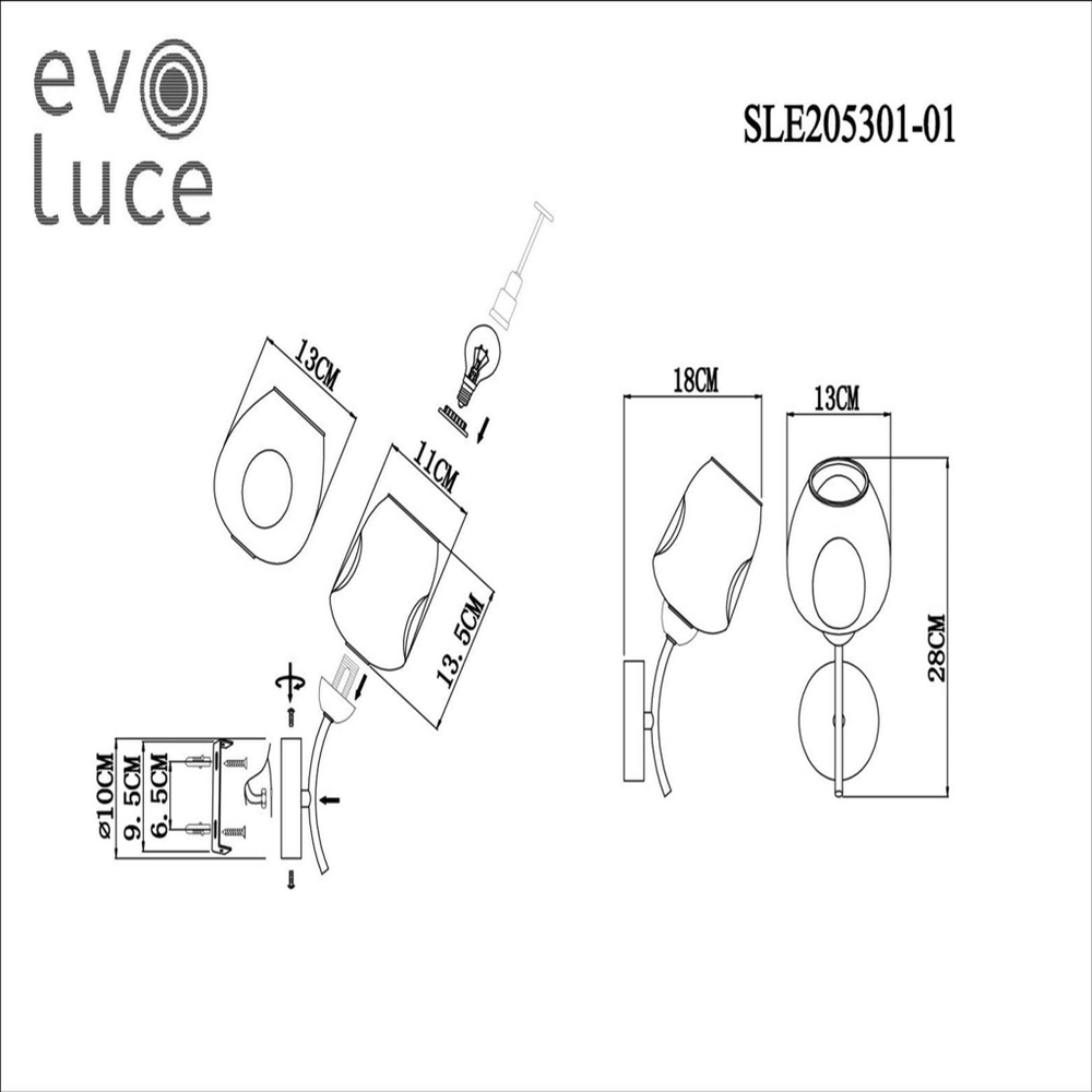 SLE205301-01 Светильник настенный Бронза, Черный/Янтарный E14 1*40W