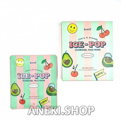 Маска гидрогелевая для лица с вишней и авокадо 30 г Cherry & Avocado Ice-Pop Hydrogel Face Mask KOELF